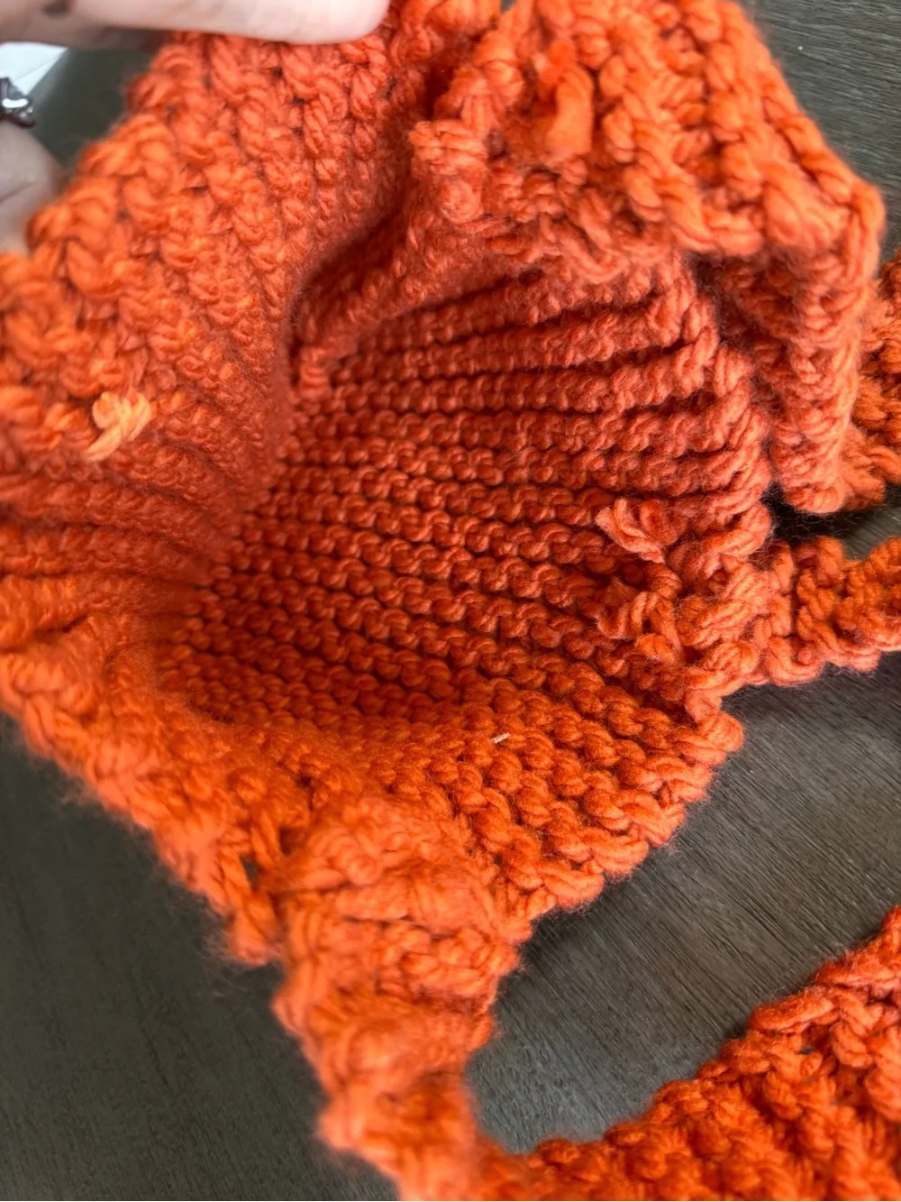 Handmade Dark Orange Crochet Woven Crossbody Purse Bag